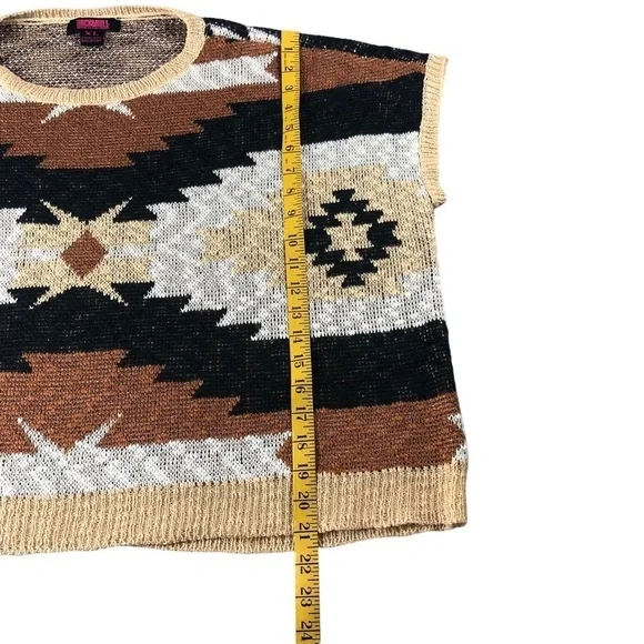 Rock&Roll Denim Azetc Boho Print Knit Sweater Vest Two Tone Sz XL - Picture 10 of 10